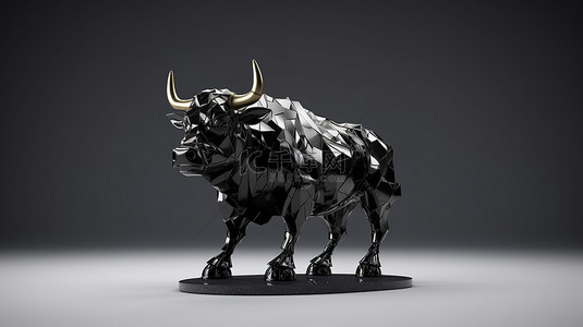 自然可爱背景图片_雄伟的黑牛的 3d 插图