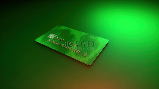 绿色背景下的 3d 渲染信用卡