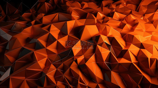 抽象马赛克背景由 3d 中的橙色三角形多边形制成