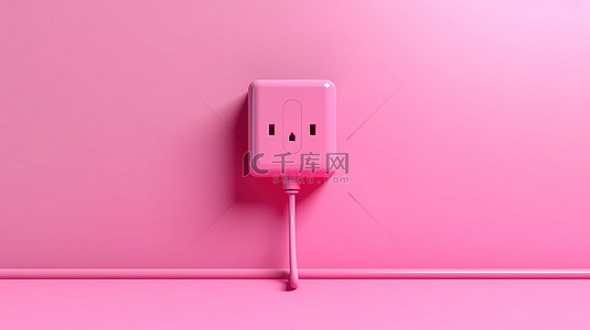 采用电源插头技术的粉红色抽象电气场景的时尚 3D 渲染