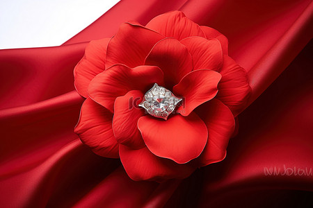 红色镶钻婚纱花朵