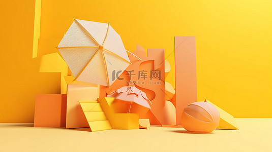 在 3d 渲染中可视化的夏季销售