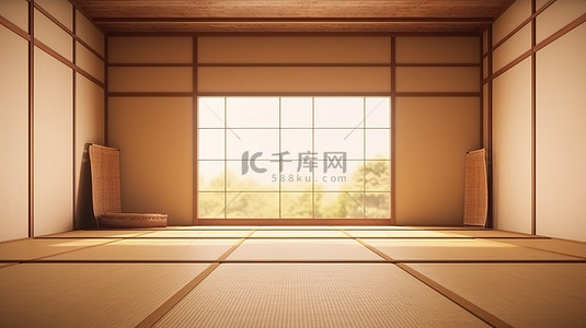 日式榻榻米背景图片_设计最美丽的日式榻榻米房间 3D 渲染模型