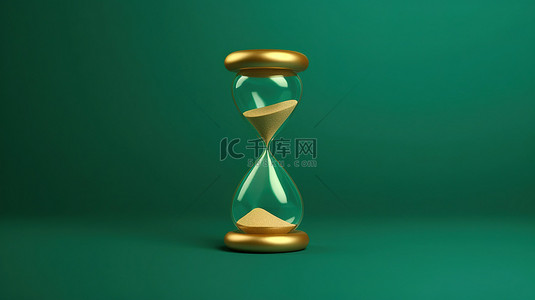时间表格背景图片_潮水绿色背景上的福尔图纳金沙漏符号时间的标志性表示