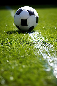 足球在草地的线上