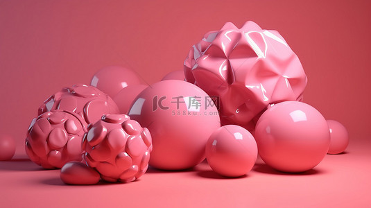 粉红色背景与 3d 渲染球体