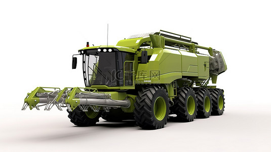 农业机械图标背景图片_白色背景与绿色现代组合的 3D 渲染