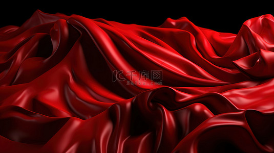 3d 渲染中的抽象艺术时尚背景红色丝绸