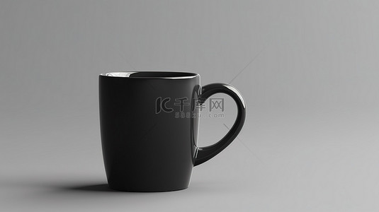 杯子样机背景图片_以 3D 渲染的逼真黑色杯子样机