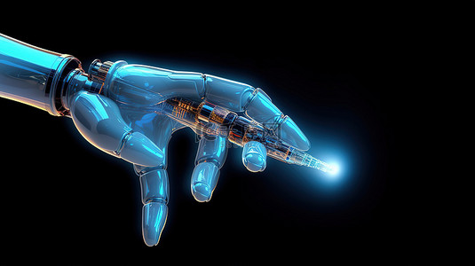 疫苗医疗背景图片_创新的医疗工具机器人手拿着注射器与 3D 渲染