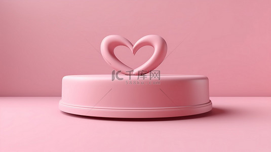 情人节金背景图片_爱情主题粉红色底座支架，粉红色背景上带有礼品盒 3D 渲染