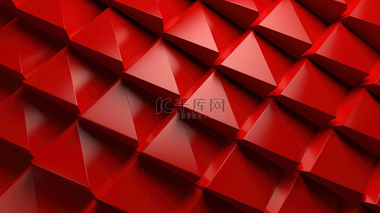 鲜艳的红色背景图片_3d 渲染的几何红色菱形全景背景