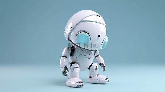 可爱的机器人背景图片_3D 渲染的可爱技术员机器人穿着白色连身裤