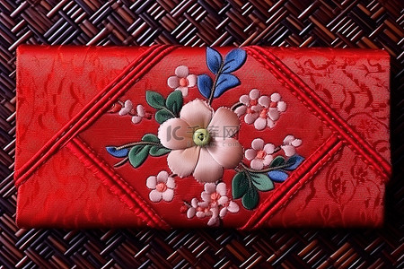 藤条编织的红色中国信封