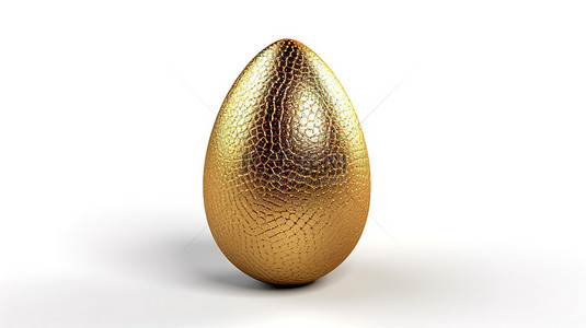 食物蛋白背景图片_金色 3D 设计白色背景中闪闪发光的复活节彩蛋，非常适合复活节庆祝活动和游戏概念