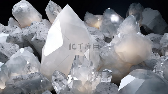 水晶白色宝石形状的 3D 渲染