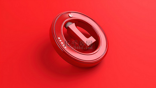 最小的图标背景图片_3D 渲染中的最小电话图标在充满活力的红色背景数字插图上
