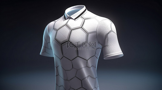足球与白色足球衬衫搭配的 3D 渲染