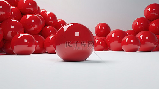 背景柔光背景图片_在 3D 渲染和插图中带有飞行红色球体的最小概念白色背景