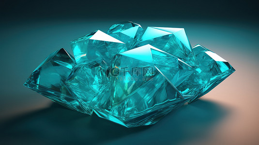 海蓝背景背景图片_带有海蓝宝石的坐垫的 3D 渲染