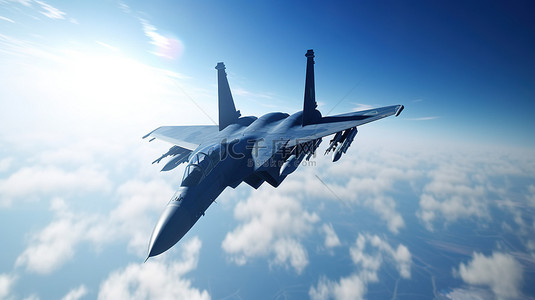 天空中的战斗机引人注目的 3D 渲染