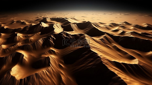 风景优美插画背景图片_3d 渲染中沙漠地形的棕色地形