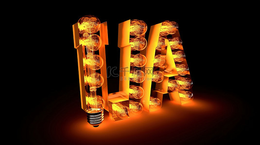 3D 中的出色概念由灯泡制成的照明词