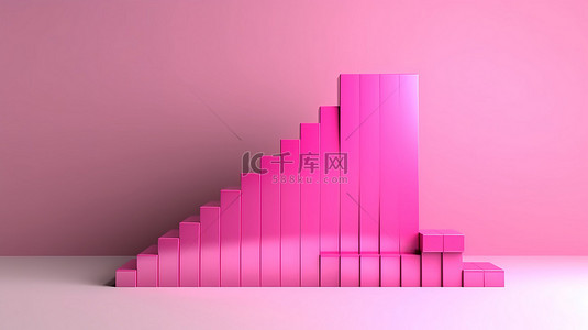 3d粉色条形图说明金融和投资稳定增长的成功过程