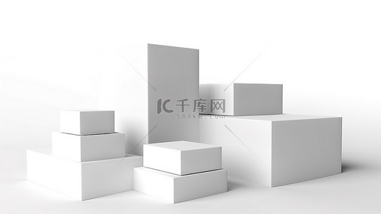 立方体容器背景图片_干净的白色背景上的 3d 空盒子