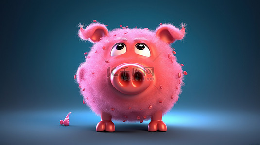 猪形象背景图片_开朗的 3d 猪角色