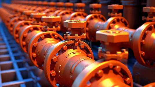 石油化工背景图片_石油和天然气管道阀门的 3d 插图