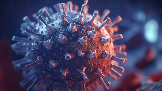人肺背景图片_冠状病毒分子在模糊背景下用 omicron 变体显微图像进行 3d 渲染