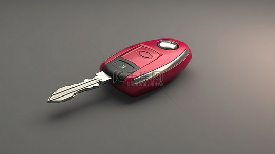 单个汽车钥匙对象的独立 3D 渲染插图