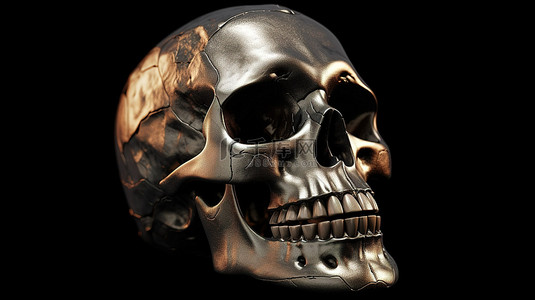 万圣节头骨装饰图标的怪异 3D 渲染