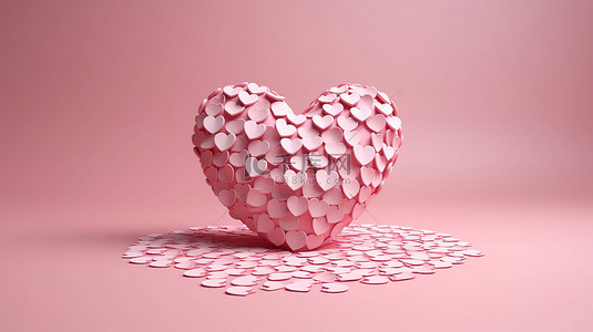爱组成的爱心背景图片_爱情概念由柔和的粉红色背景下的微型心组成的心的 3D 渲染