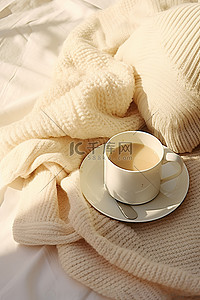 咖啡壶和针织毛衣