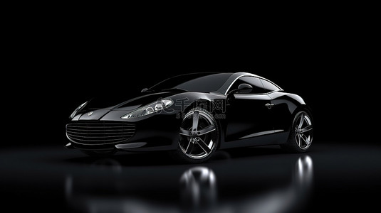 时尚深色背景背景图片_3d 渲染的深色背景上时尚的黑色跑车轿跑车