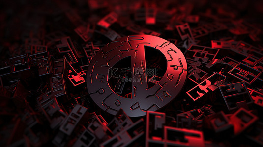 pi背景图片_红色 pi 在黑暗数学符号 3d 渲染壁纸中占据中心位置