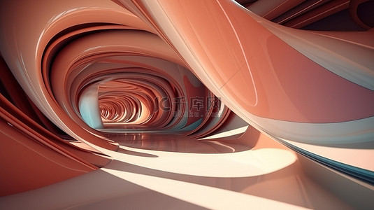 抽象背景的未来派建筑 3D 渲染