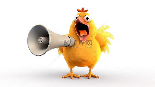 交流竖图背景图片_搞笑的 3D 鸡用扩音器交流