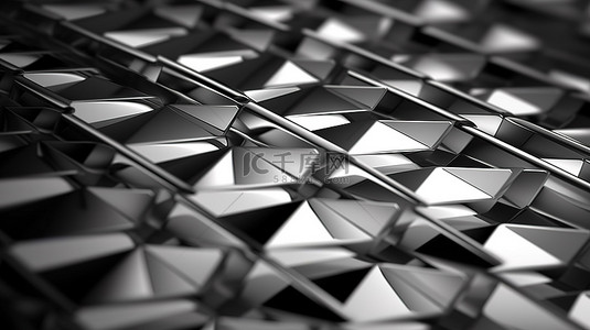 银色金属板背景图片_钻石图案金属板的 3D 渲染