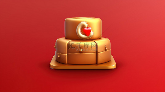 金色蜡烛背景图片_闪闪发光的红盘上的生日蛋糕金色蛋糕的图标