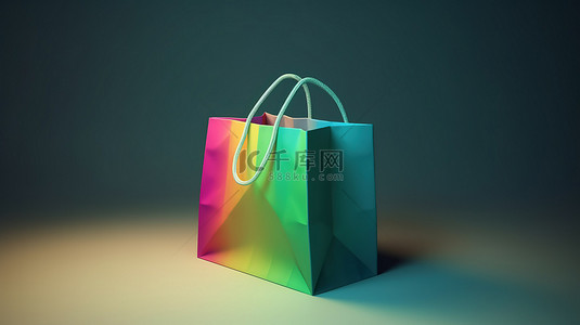 折扣白色背景图片_购物袋的 3d 渲染插图杰作