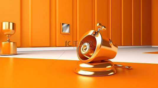 时尚橙色房间 3d 图标中的金色单色混音器