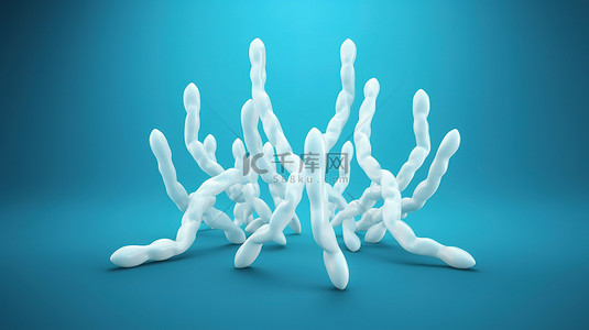 人与科学背景图片_蓝色背景与白色染色体 3d 渲染