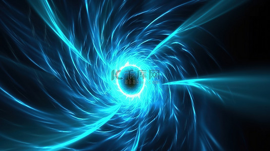 能量漩涡外围的辐射蓝星的 3D 渲染