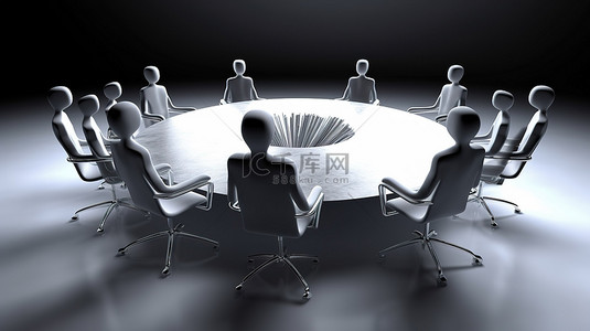 公司战略背景图片_描绘公司会议场景的 3D 插图