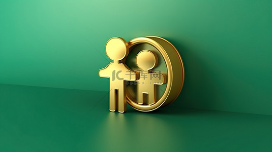 金色福字背景图片_潮水绿色背景上的福尔图纳金联合符号社交媒体的 3D 渲染图标