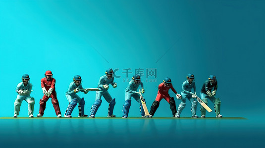 西沙群岛背景图片_蓝色背景，锦标赛设备围绕 3D 风格英格兰 vs 西印度群岛板球队准备行动