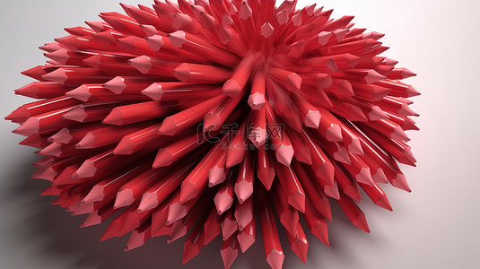 周岁铅笔背景图片_3d 中的红色铅笔一组渲染